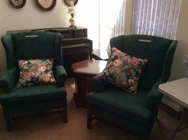Sorry the picture is dark , it is the wingback chairs, in excellent condition. 