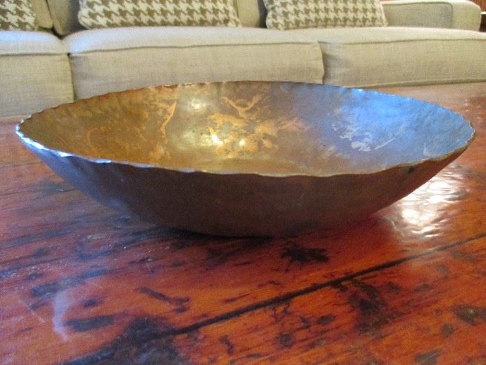 Antique Lexington Mass copper bowl, 11" diameter