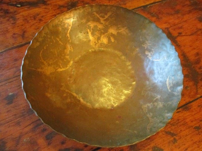 Antique Lexington Mass copper bowl, 11" diameter