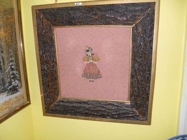 Needlepoint Picture with Pinewood Frame