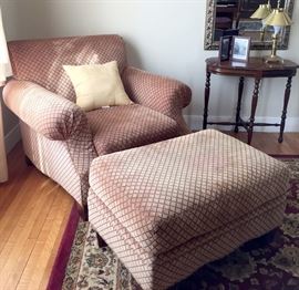 REDUCED $125. FOR ALL- Two Large Heritage Drexel Armchairs with matching ottomans. 