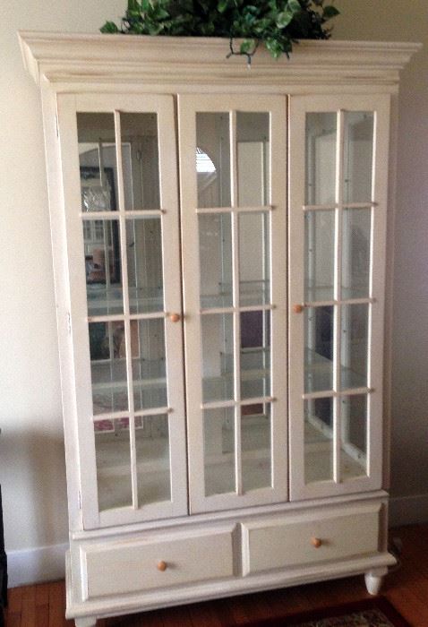 Broyhill Large Curio Cabinet REDUCED $290.00 Glass shelves, mirrored back and lights 