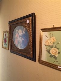 Rose paintings are quite fitting for a former Rose Queen's home.