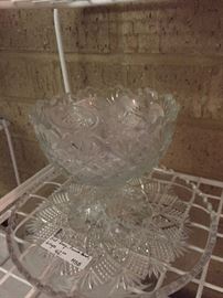 Vintage children's punch bowl, cups (inside the bowl), and underplate