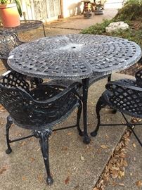 Wrought iron table and chairs