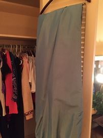 One of two exceptional large and lovely silk window treatments