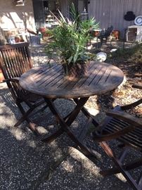 Teak table and 2 chairs