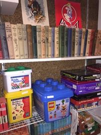 Vintage OZ series and Hardy Boy books; more games and toys