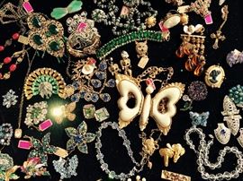 1930s Stunning Peacock Pin, Juliana Butterfly Statement Necklace, Vintage Jewelry Galore!