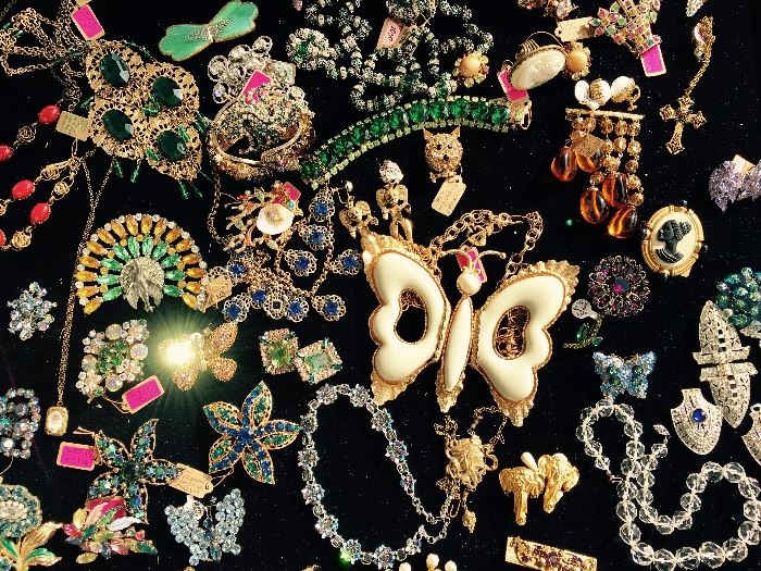 1930s Stunning Peacock Pin, Juliana Butterfly Statement Necklace, Vintage Jewelry Galore! 