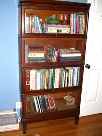 Stacking lawyers bookcase, books, pottery