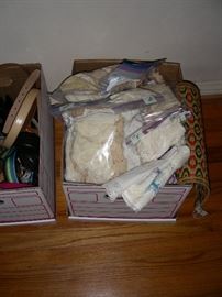 Vintage lace, tatting, linens, christening dress, bonnets