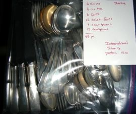 International Silver sterling flatware in the 1810 pattern, 48 pc, service for 6 with extra salad forks and teaspoons