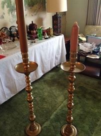 1970s Brass Candle Holders with Candles