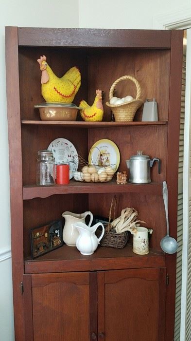 Primitive Antique Corner Cabinet ~ Pyrex ~ 