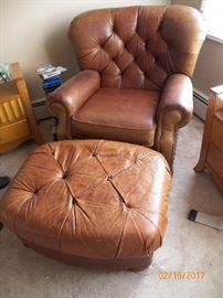 LEATHER RECLINER AND OTTERMAN