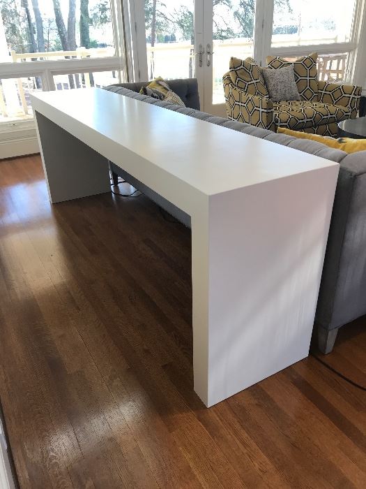 Large white sofa/ console table, measuring 95"Lx33"Hx20"D