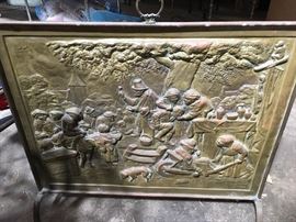 Hand forged brass fire place screen 