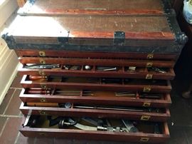 Vintage carpenter woodworking tool chest