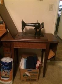 Vintage sewing machine in desk
