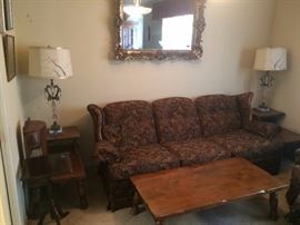 Floral Sofa - maple coffee table