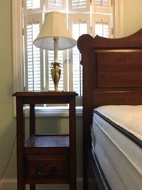 Petite Bed Sid Table, Brass Lamp