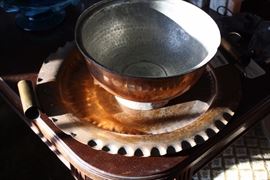 Hammered Copper Bowl and Copper Tray
