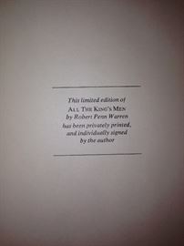 Leather bound and signed  special addition copy of  Robert Penn Warren's All The King's Men Franklin Library 1977