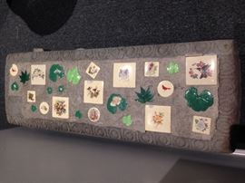 Concrete bench with ceramic inlays