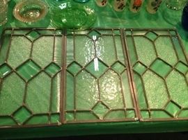 three clean beveled glass leaded windows