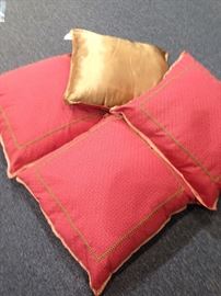 Very large silk throw pillows, gold on back