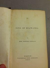 First Edition Henry Wadsworth Longfellow Song of Hiawatha, with all first issue points 1855