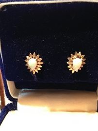 Opal and 14k earrings
