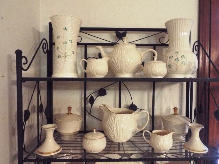 Belleek Vase: the two on top shelf