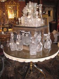 VINTAGE CRYSTAL AND GLASS DECANTERS 