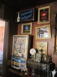 VINTAGE PACHINKO MACHINE AND BEER SIGNS 