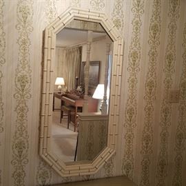 White Faux Bamboo Wall Mirror