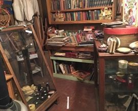 Books, and several country store show cases