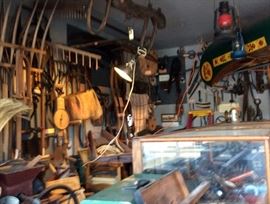 Some of the tools in Garage and part of the canoe