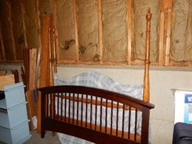 4 Poster Canopy Bed, has all parts and a headboard for a queen bed