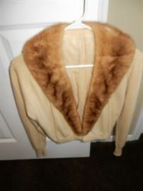 1940's vintage sweater with mink trim