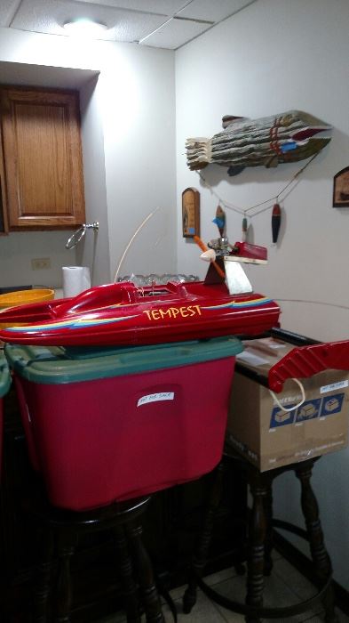 SOLD-----Remote control boat  red with engine and stand   No radio control   $75  **Buy it now PAYPAL**