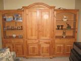 Huge pine entertainment wall unit