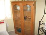 solid pine display/book cabinet with glass doors