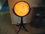 vintage lighted wooden world globe with claw feet