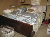 Queen size sleigh bed and lots of quality linens