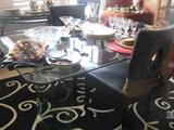 modern glass dining table w/ glass base