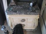beautiful dove tail wood, marble and wrought iron bedroom suite