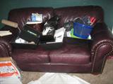 brown leather sofa