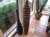 tall wooden vases